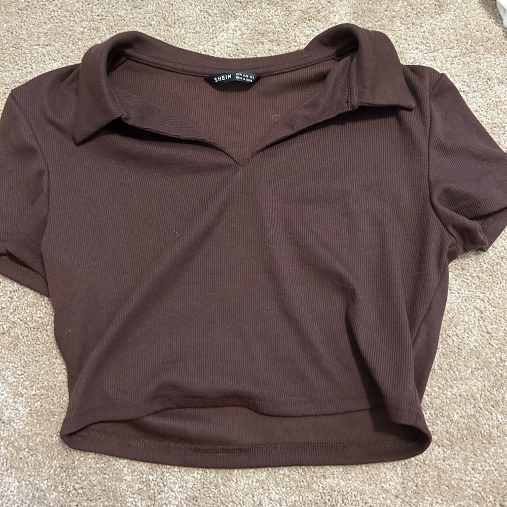 Brown shein crop top